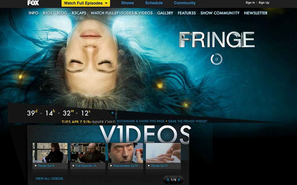 Fringe Television Show Web Site
